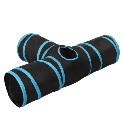 Tunnel pour chats à 3 voies Noir et bleu 90 cm Polyester 