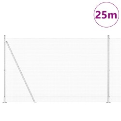 Clôture en fil soudé avec 13 poteaux flasqués 1,6x25 m Acier galvanisé 