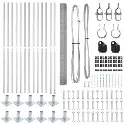Clôture en fil soudé avec 13 poteaux flasqués 1,6x25 m Acier galvanisé 