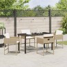 Set de salle à manger de jardin 5 pièces avec coussins beige en poly rattan 