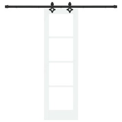 Porte coulissante avec ensemble de quincaillerie 'ORKDAL'Blanc Bois massif et verre 
