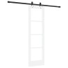 Porte coulissante avec ensemble de quincaillerie 'ORKDAL'Blanc Bois massif et verre 