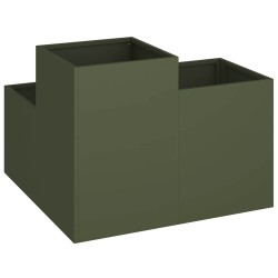 Bac de jardin 100x100x60 cm Vert olive Acier 