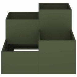 Bac de jardin 100x100x60 cm Vert olive Acier 