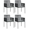 Chaises de jardin et coussins lot de 4 noir 54x60,5x83,5 cm 