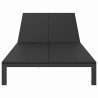 Chaise longue avec coussins et roues pour 2 personnes en poly rattan noir 