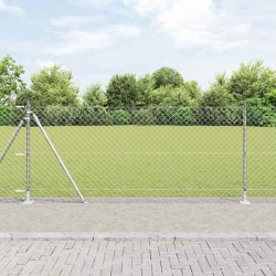 Jeu de Poteaux de Clôture Argent 25 x 1 m Acier galvanisé 