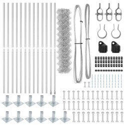Jeu de Poteaux de Clôture Argent 25 x 1 m Acier galvanisé 