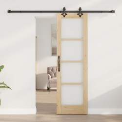 Porte Coulissante avec Ensemble de Quincaillerie 61x198,5 cm Bois Massif en Pin 