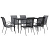 Ensemble à manger de jardin 7 pcs noir textilène et acier 