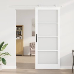 Porte Coulissante avec Quincaillerie 'ORKDAL'Blanche en Bois Massif & Verre 