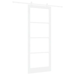 Porte Coulissante avec Quincaillerie 'ORKDAL'Blanche en Bois Massif & Verre 