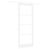 Porte Coulissante avec Quincaillerie 'ORKDAL'Blanche en Bois Massif & Verre 