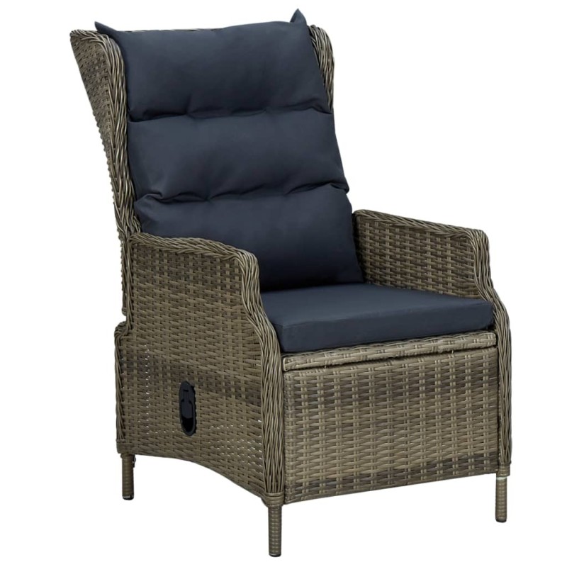 Chaise inclinable de jardin avec coussins Résine tressée Marron 