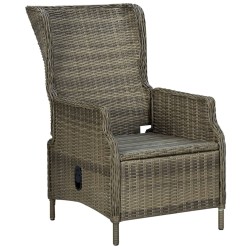 Chaise inclinable de jardin avec coussins Résine tressée Marron 