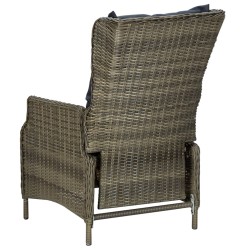 Chaise inclinable de jardin avec coussins Résine tressée Marron 