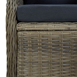Chaise inclinable de jardin avec coussins Résine tressée Marron 