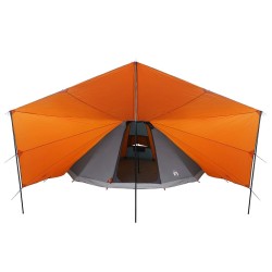 Tente familiale Tipi grise et orange, imperméable pour 12 personnes. 