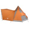 Tente familiale Tipi grise et orange, imperméable pour 12 personnes. 