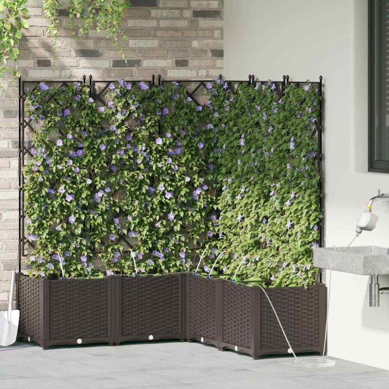 Jardinières de jardin 1 pc Marron 120 x 120 x 142 cm Plastique 