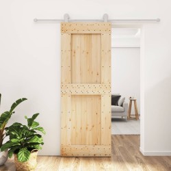 Porte coulissante et kit de quincaillerie 80x210 cm pin massif 