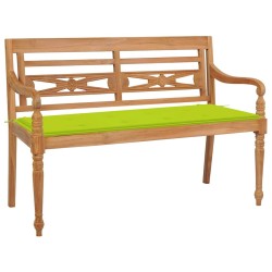 Banc Batavia avec coussin vert vif 120 cm Bois de teck massif 