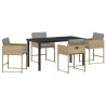 Ensemble de jardin 5 pièces avec coussins en polyrotin beige. 