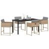 Ensemble de jardin 5 pièces avec coussins en polyrotin beige. 