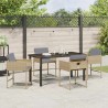 Ensemble de jardin 5 pièces avec coussins en polyrotin beige. 
