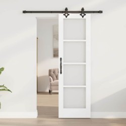 Porte coulissante avec quincaillerie blanche 61x198,5 cm en pin massif 