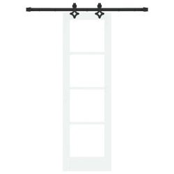 Porte coulissante avec quincaillerie blanche 61x198,5 cm en pin massif 