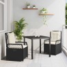 Ensemble de salle à manger de jardin 3 pièces en poly-rattan noir 