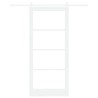 Porte Coulissante avec Kit Quincaillerie 'ORKDAL'Bois Solide Blanc et Verre 