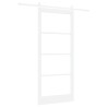 Porte Coulissante avec Kit Quincaillerie 'ORKDAL'Bois Solide Blanc et Verre 