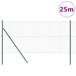 Clôture Euro avec 13 poteaux de 1 x 25 m, en acier galvanisé vert 