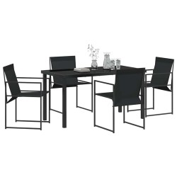 Ensemble de jardin 5 pièces en noir avec textilène et acier. 