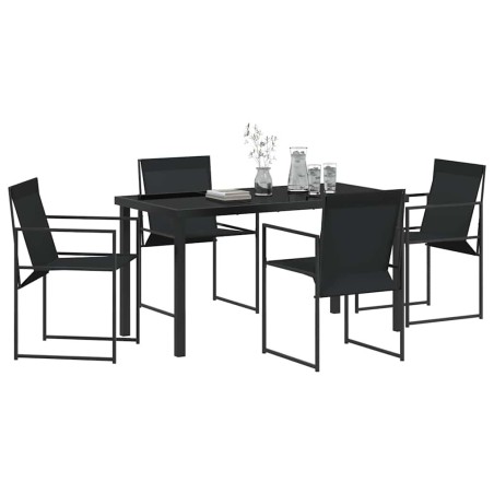 Ensemble de jardin 5 pièces en noir avec textilène et acier. 