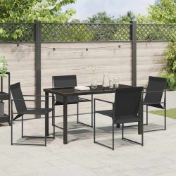 Ensemble de jardin 5 pièces en noir avec textilène et acier. 