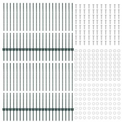 Poteaux de clôture argentés 44 pcs Vert 100 x 1 m 