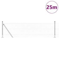 Jeu de Poteaux de Clôture Argent 25 x 0.6 m Acier galvanisé 