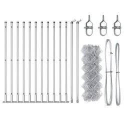 Jeu de Poteaux de Clôture Argent 25 x 0.6 m Acier galvanisé 