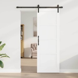 Porte Coulissante avec Quincaillerie Blanche 73,5 x 211 cm en Bois Massif Pin 