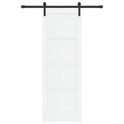 Porte Coulissante avec Quincaillerie Blanche 73,5 x 211 cm en Bois Massif Pin 