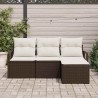 Set de canapés de jardin en 4 pièces avec coussins marron en rotin synthétique 