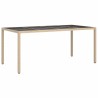 Table de jardin Beige 190x90x75 cm Verre trempé/résine tressée 