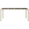 Table de jardin Beige 190x90x75 cm Verre trempé/résine tressée 