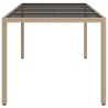 Table de jardin Beige 190x90x75 cm Verre trempé/résine tressée 