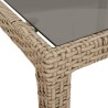Table de jardin Beige 190x90x75 cm Verre trempé/résine tressée 