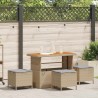 Ensemble salle à manger jardin 4 pièces avec coussins Beige Poly Rotin Acacia 