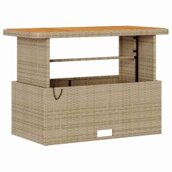 Ensemble de salle à manger de jardin 4 pièces avec coussins en poly rotin beige et acacia 